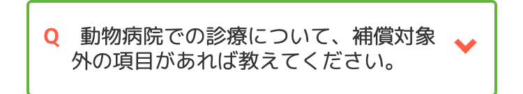 動物病院での診療について、 補償対象
外の項目があれば教えてください。