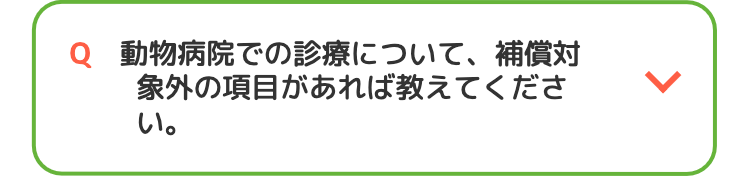 Q 動物病院での診療について、補償対
象外の項目があれば教えてくださ
い。