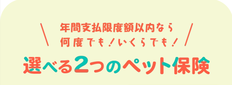年間支払限度額以内なら
何度でも!いくらでも!
選べる2つのペット保険